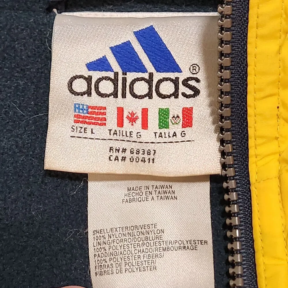 VTG 90s Y2K‎ Adidas Mens L Large 3 Stripes Logo Embroidered Fleece Lined Jacket